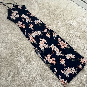 Floral Maxi Bodycon Open Back Dress